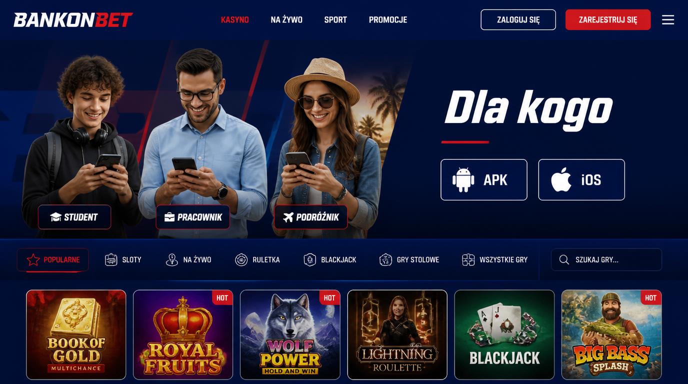 Różne typy graczy używających aplikacji Bankonbet – telefon, APK, iOS